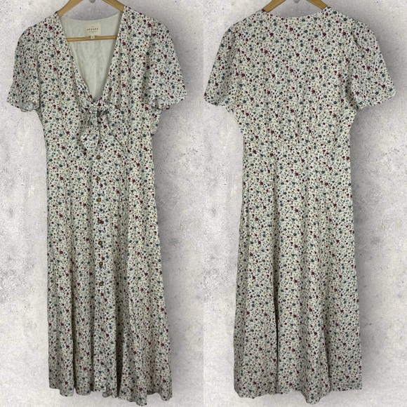 Sezane Ophelia Dress Midi Prairie Size 34 French US 2 Bow Front Fairy Bohemian - Picture 3 of 16